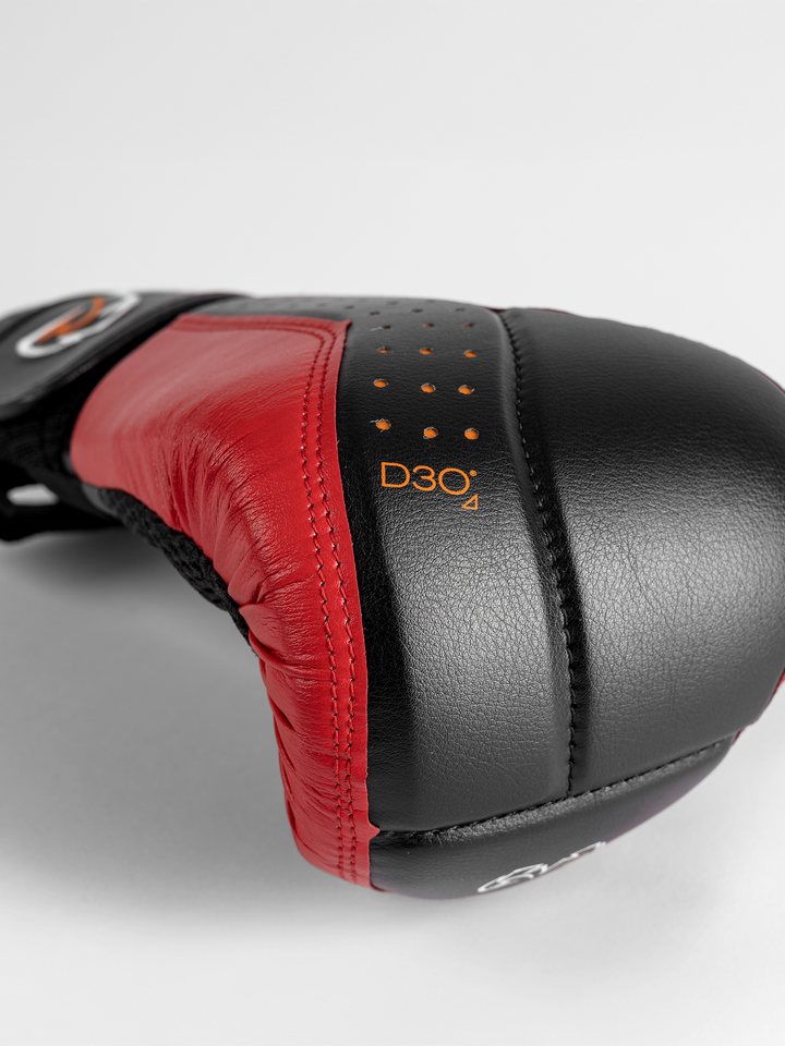 Gant de sac Rival RB10 Intelli-Shock noir et rouge, logo D3O sur le dessus